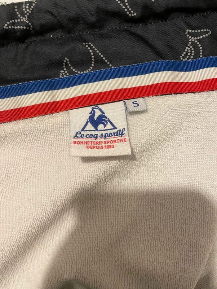 Veste survêtement bleu marine et blanc motifs coq le coq sportif taille S - photo numéro 4