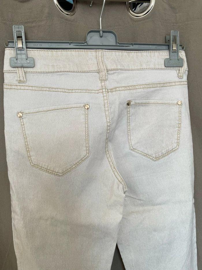 Pantalon extensible taille haute coupe skinny beige doré Morgan taille 34 - photo numéro 5