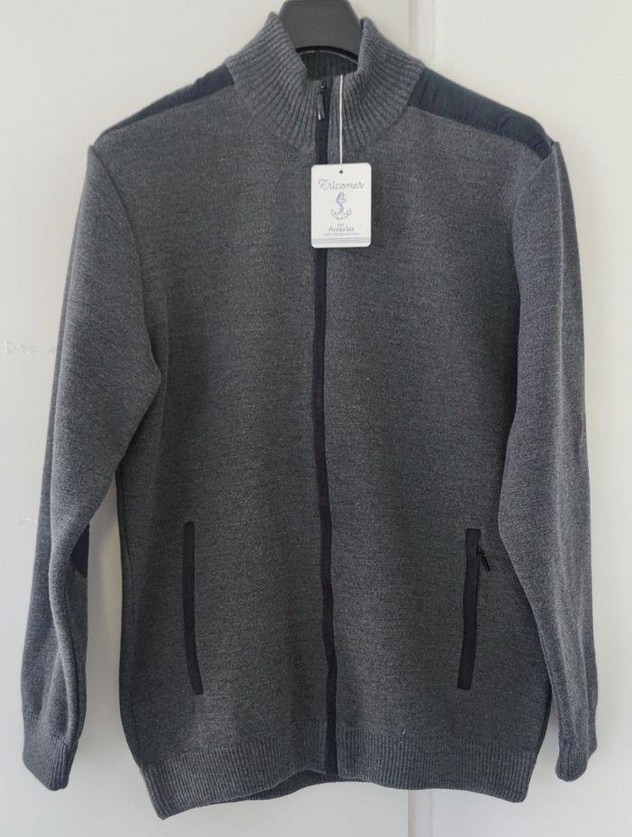 Cardigan gris chiné homme taille XXL, veste de marque Armor Lux - photo numéro 3