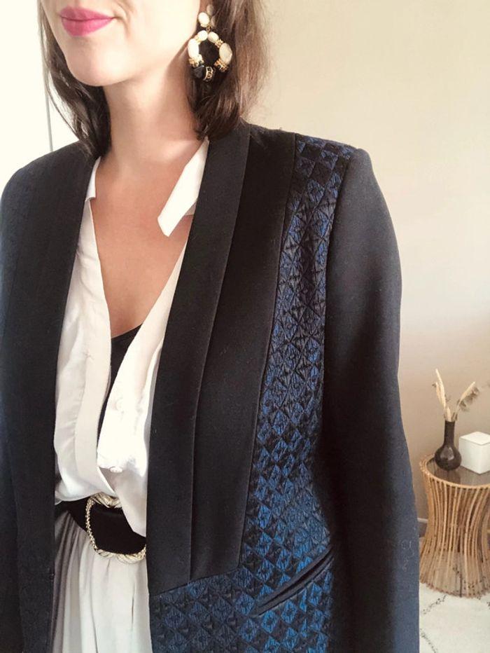 Blazer épais Sandro - noir et bleu nuit - photo numéro 2