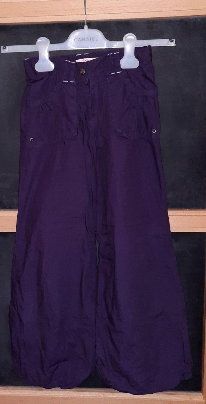 Pantalon 8 ans violet foncé élastique nterieur à la taille doublé  100% coton gémo - photo numéro 1