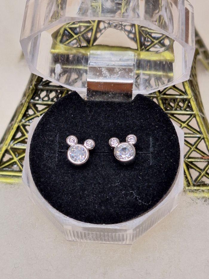 Boucle d'oreilles argenté Mickey avec strass - photo numéro 3