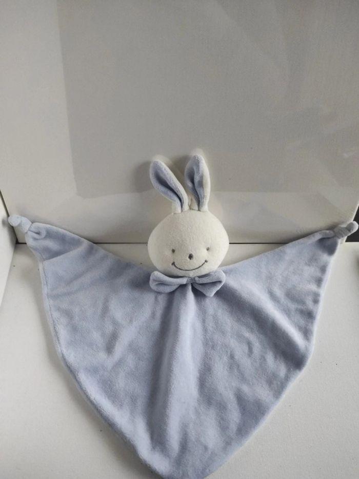 Doudou plat mouchoir plush lapin bleu Bunny blue pop-art - photo numéro 3