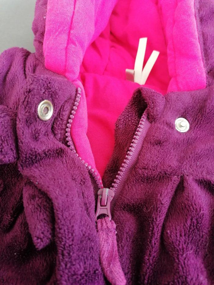 Manteau veste chaud velour bébé fille violet - photo numéro 3