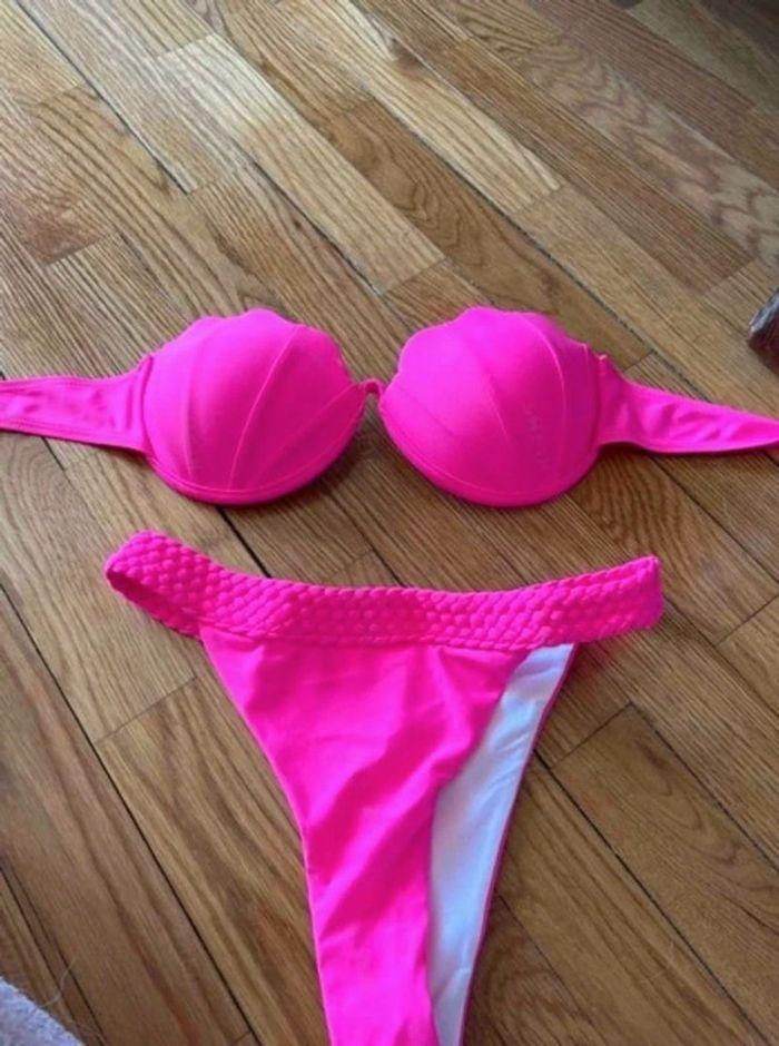 Maillot de bain 2 pièces rose fluo - photo numéro 3