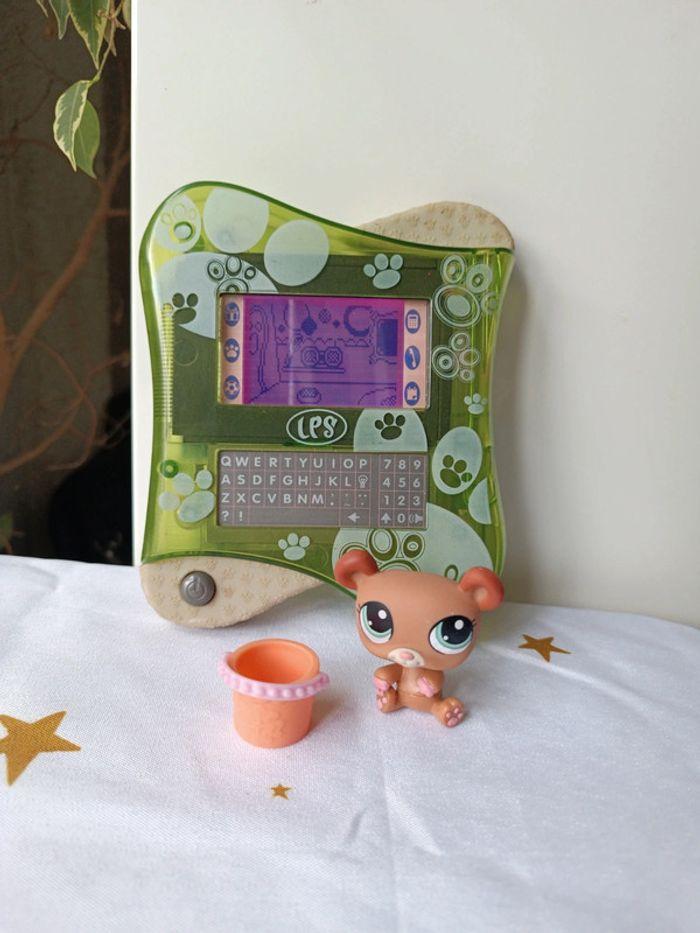 Lps little petshop électronique console chien vert green Tamagotchi tablette figurine ours bear - photo numéro 2