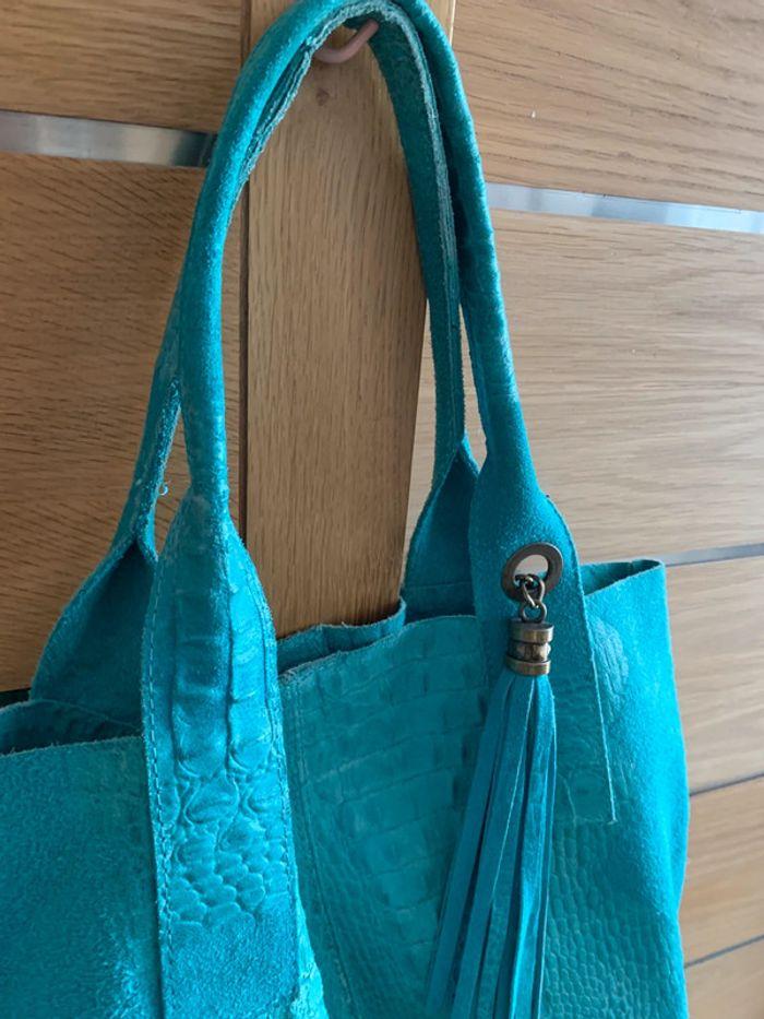 Sac en cuir turquoise - photo numéro 5