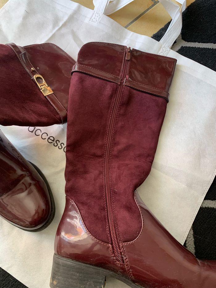 Bottes vernis et velours bordeaux 40 - photo numéro 5