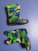 Paire de bottes garçon taille 23 motif dinosaures, automne, pluie, nour, vert, jaune, motif treillis