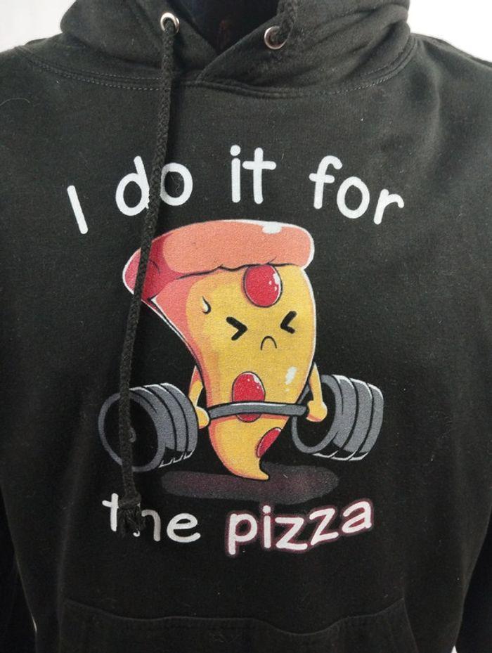 Sweat à capuche homme noir "I Do It For The Pizza" - Just Hoods, taille L - photo numéro 2