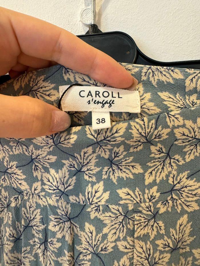 Jupe culotte Caroll bleu ciel fleuri évasé Taille 38 - photo numéro 8