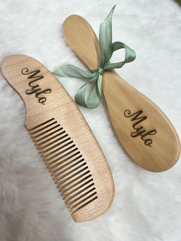 Lot brosse et peigne en bois personnalisés - photo numéro 7