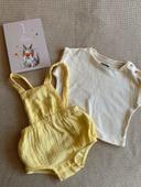 Ensemble T-shirt bloomer gaze de coton jaune kiabi 1 mois