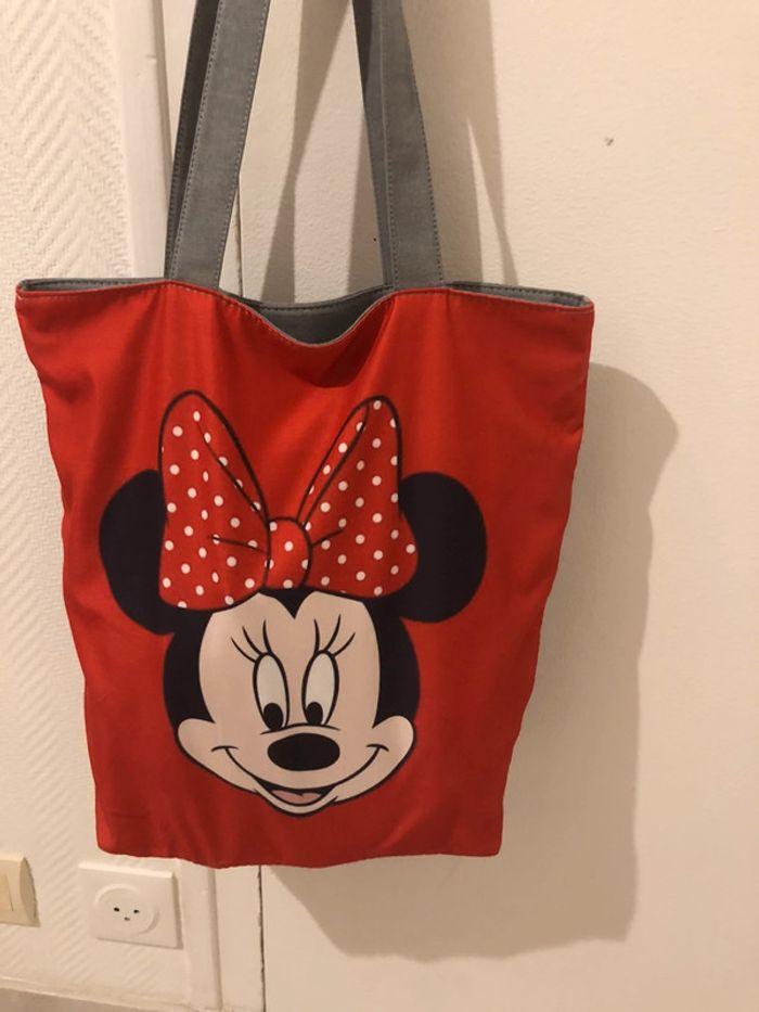 Sac tote bag en tissu très épais et solide avec fermeture zippée et tête de Minnie Mouse - photo numéro 11