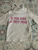 T-shirt annonce grossesse je vais avoir un petit frère 2ans Domyos tbe