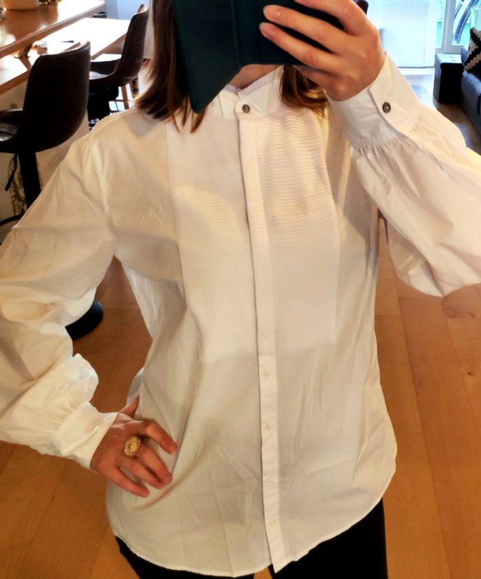 Chemise plastron 100%coton blanc, Karl Lagerfeld, t.42/xl/10, neuve - photo numéro 1