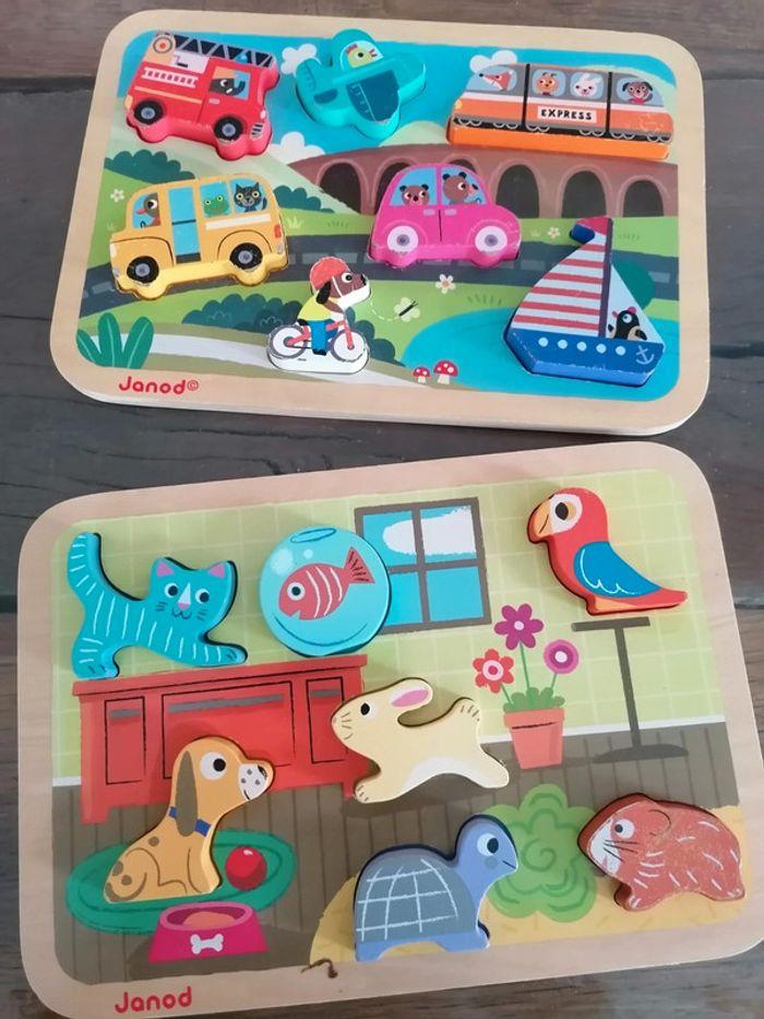 Lot de 2 puzzles en bois janod - photo numéro 1