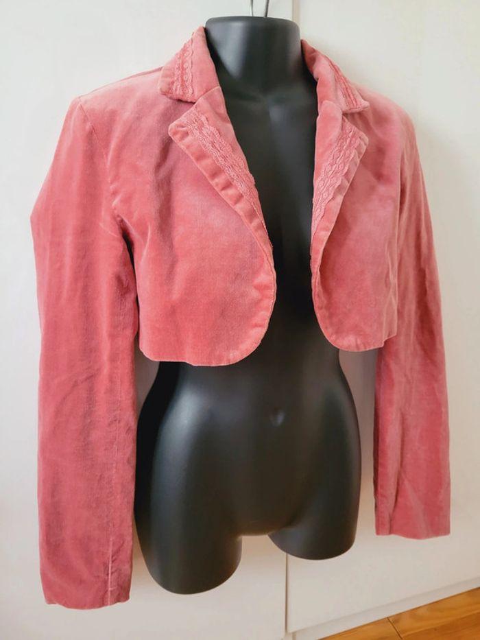 Veste vintage Liz lisa japon velours rose dentelles - photo numéro 2