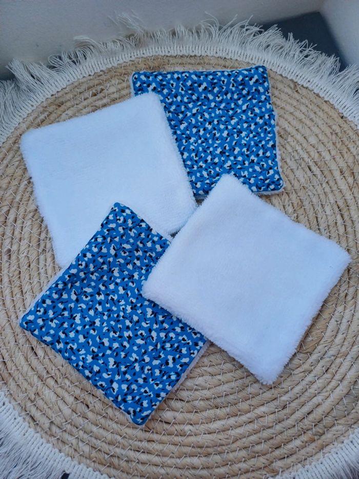 Panier et 10 lingettes lavables (coloris bleu motif fleuri) - photo numéro 6