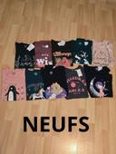 NEUFS!!!! (Tous non portés)👌👌👌🤩😍👌👌 SUPERBE  lot dix Tee-shirts ML 12 ans fille🩷🩷😍👌👌