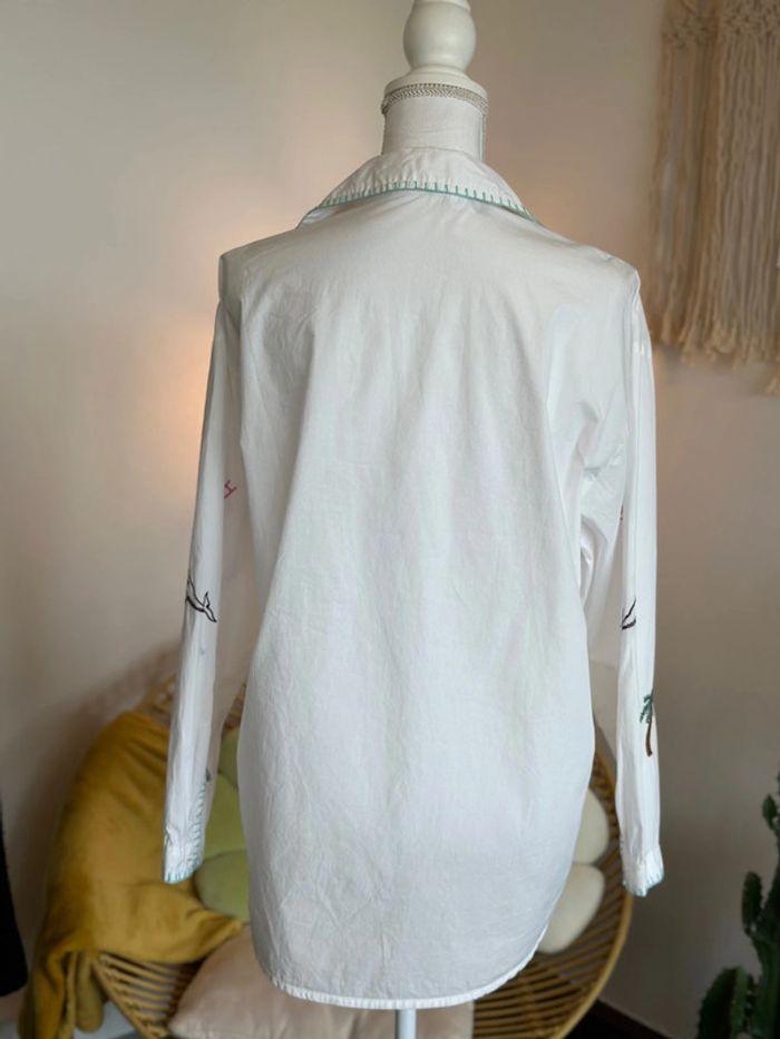 Chemise Promod blanche oversize taille 36 avec motifs brodés - photo numéro 5