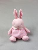 Doudou peluche lapin BEBE KLORANE boule rayé tout rose col blanc 26 cm