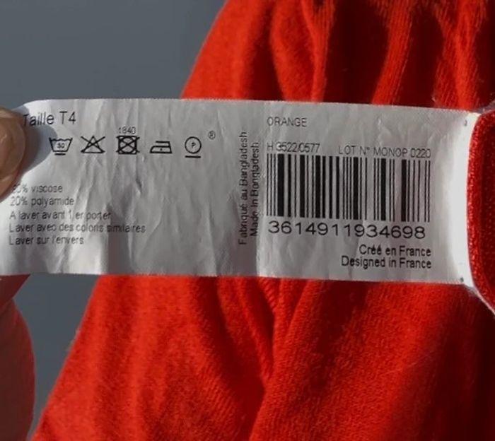 Top en maille rouge vif manches courtes - Monoprix - taille 44 - neuf sans étiquette - photo numéro 5