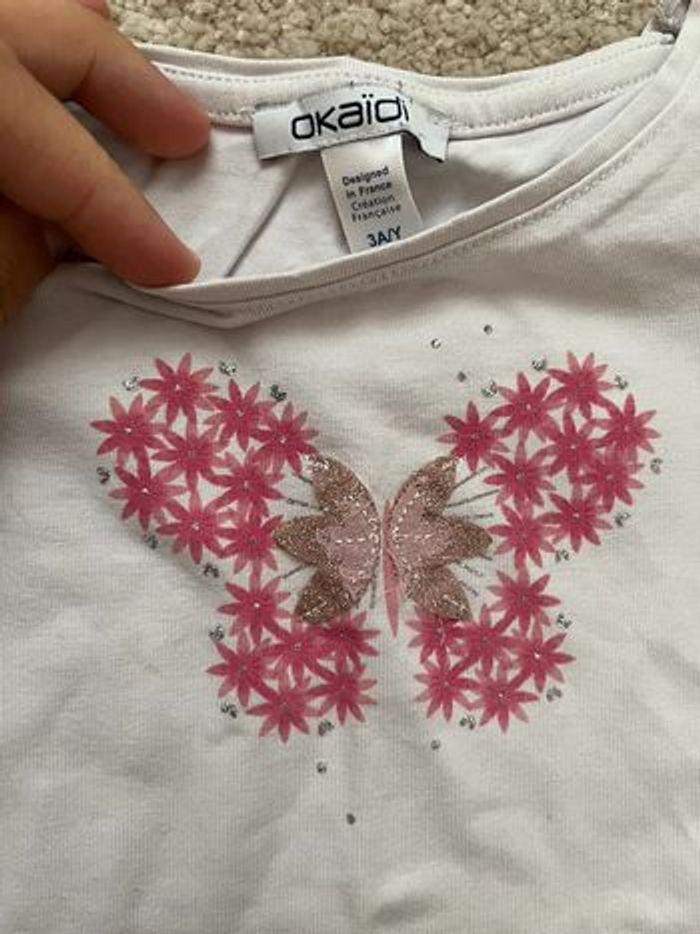 Tee shirt « papillon » avec strass - Okaïdi 3 ans - photo numéro 2