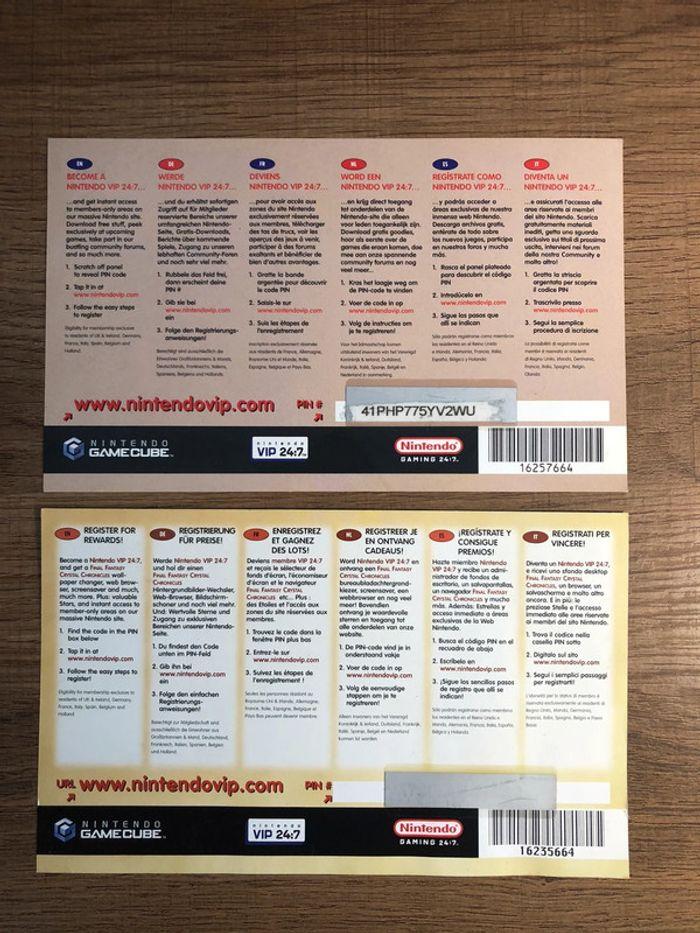 Lot de 5 cartes à codes Nintendo VIP dont 1 non découvert game cube - photo numéro 5