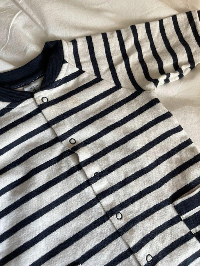 Combinaison Petit Bateau marinière 6 mois - 67cm - photo numéro 2