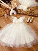 Taille 4 ans robe longue créateur fille TAO blanche crème dorée * tulle scintillant * 🌷