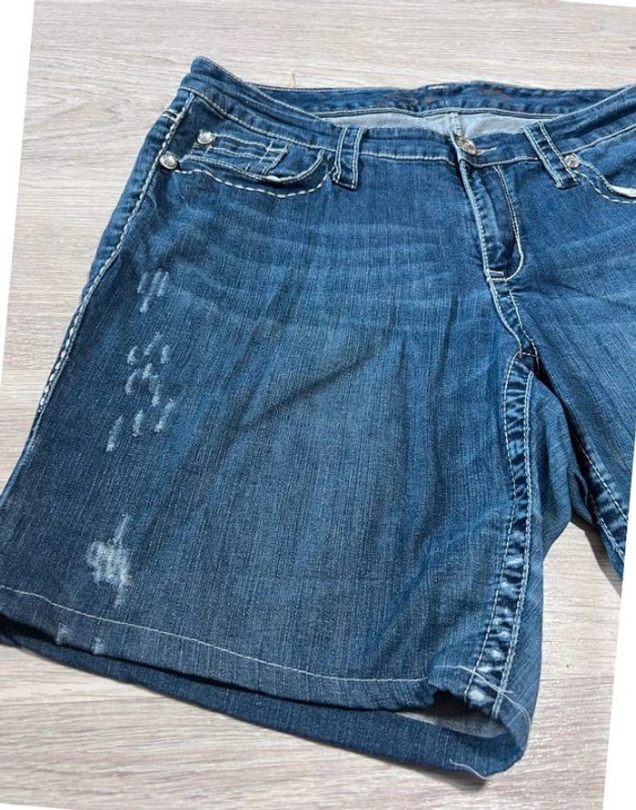 🩳 Short vintage brodé en jean Seven 7  Bleu Taille M 🩳 - photo numéro 17