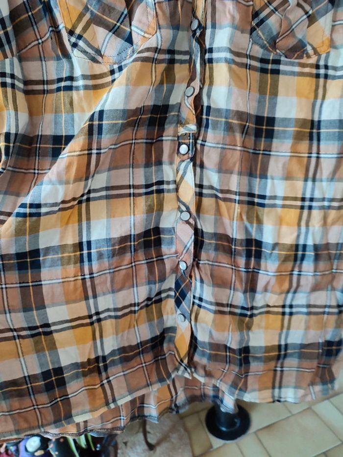 Chemise carreaux jaune blanc noir gris paillettes vintage - photo numéro 3