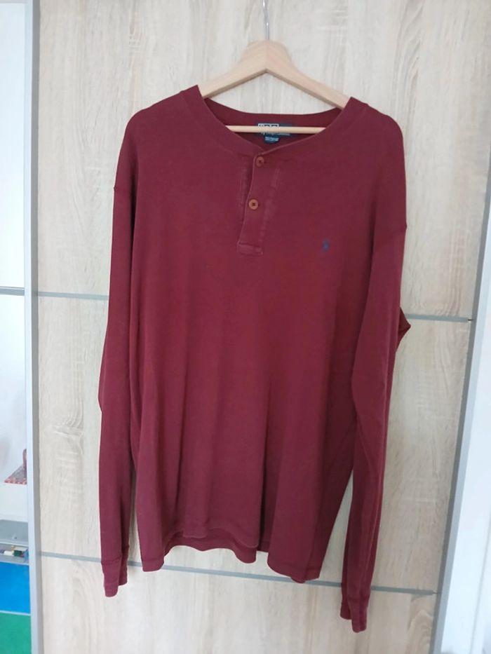 Tee shirt ralph lauren manches longues rouge bordeaux L - photo numéro 1