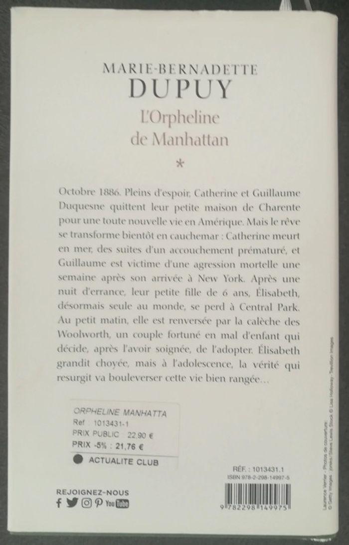 Livre L'Orpheline de Manhattan - photo numéro 2