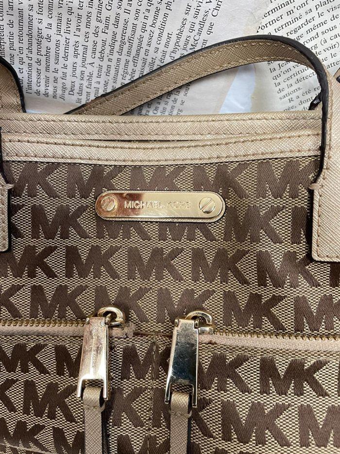 Sac en toile avec motif luxueux Michael Kors doré marron - photo numéro 3