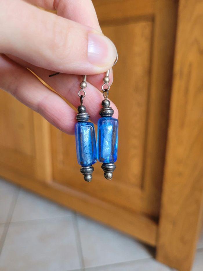 Boucles d'oreilles bleues - photo numéro 1