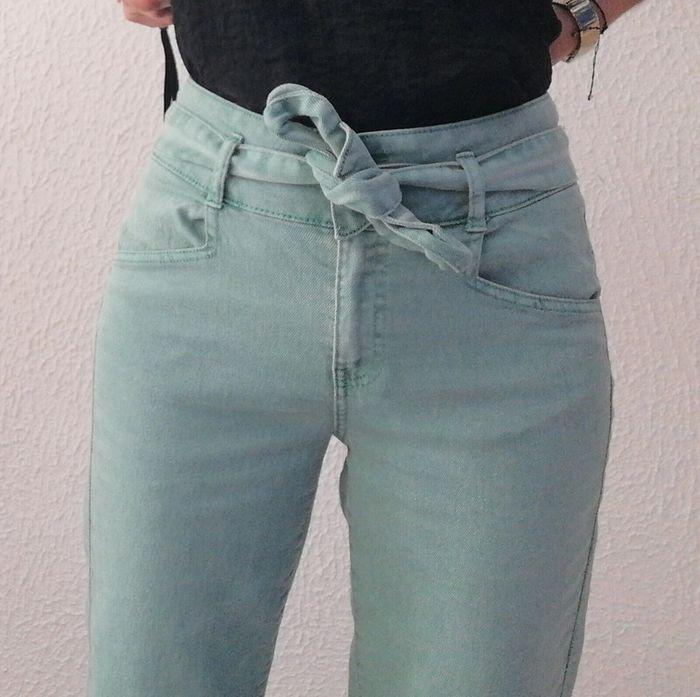 Jeans large, vert d'eau, Kiabi, 38, neuf - photo numéro 4