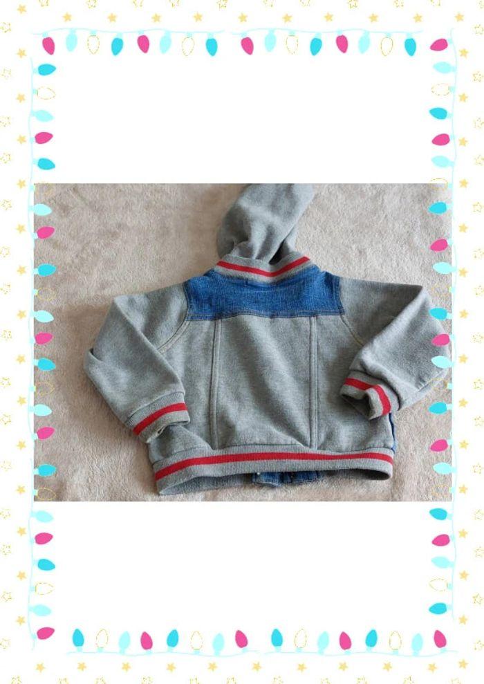 Blouson zippé jean et sweat bébé garçon 24 mois - photo numéro 3