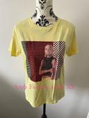 T-shirt à manches courtes jaune en coton imprimé devant arub fashion taille XS