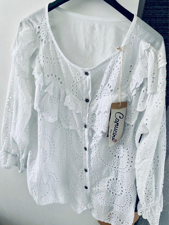 Chemise blanche bohème à broderies - photo numéro 1