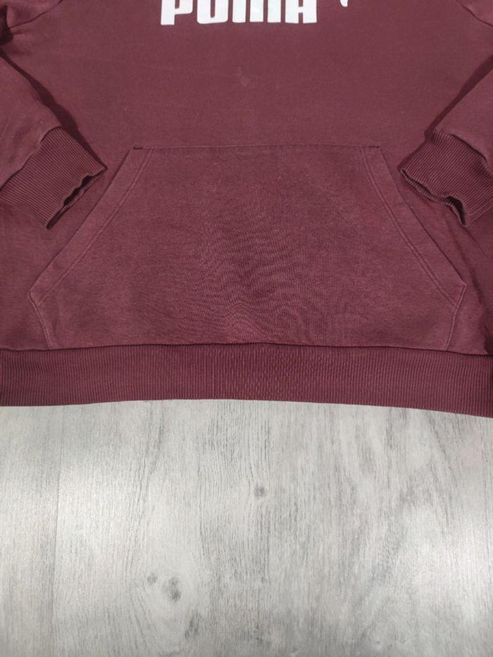 Sweat à Capuche Puma Bordeaux Logo Floqué Blanc Taille XS Homme - photo numéro 4