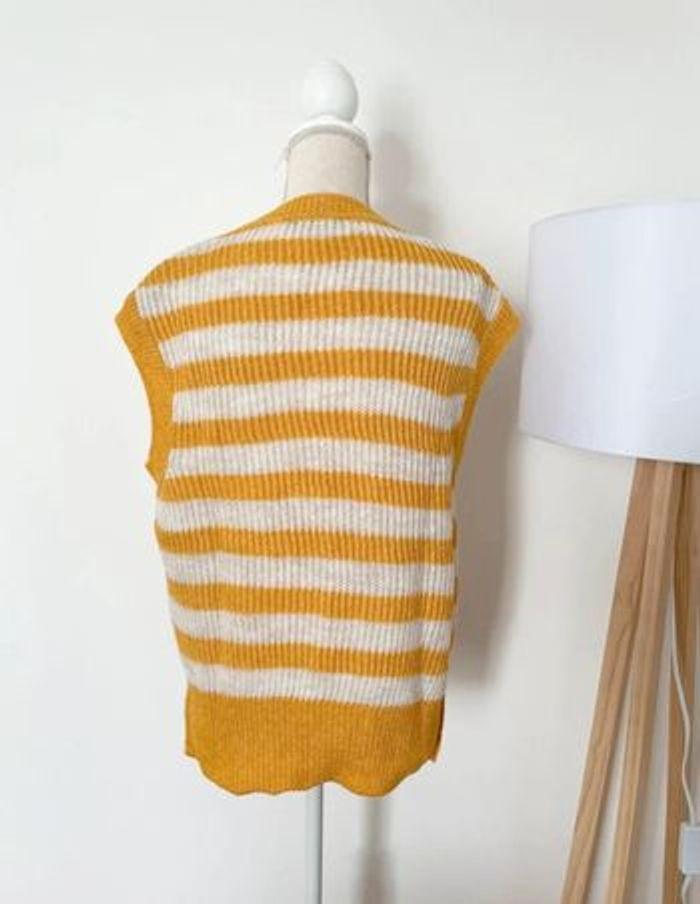 Pull sans manches vintage jaune et blanc Trendyol taille S/36 - photo numéro 2