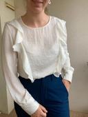 Blouse Kiabi blanche froufrous Taille M 38/40