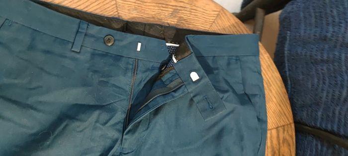 Pantalon de costume de ville slim T40 bleu canard - photo numéro 2