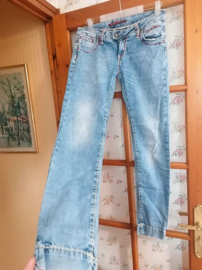 Jeans evasé jeans droit flared low waist 90's ancho recto baggy  vintage denim I.Code Y2k - photo numéro 1