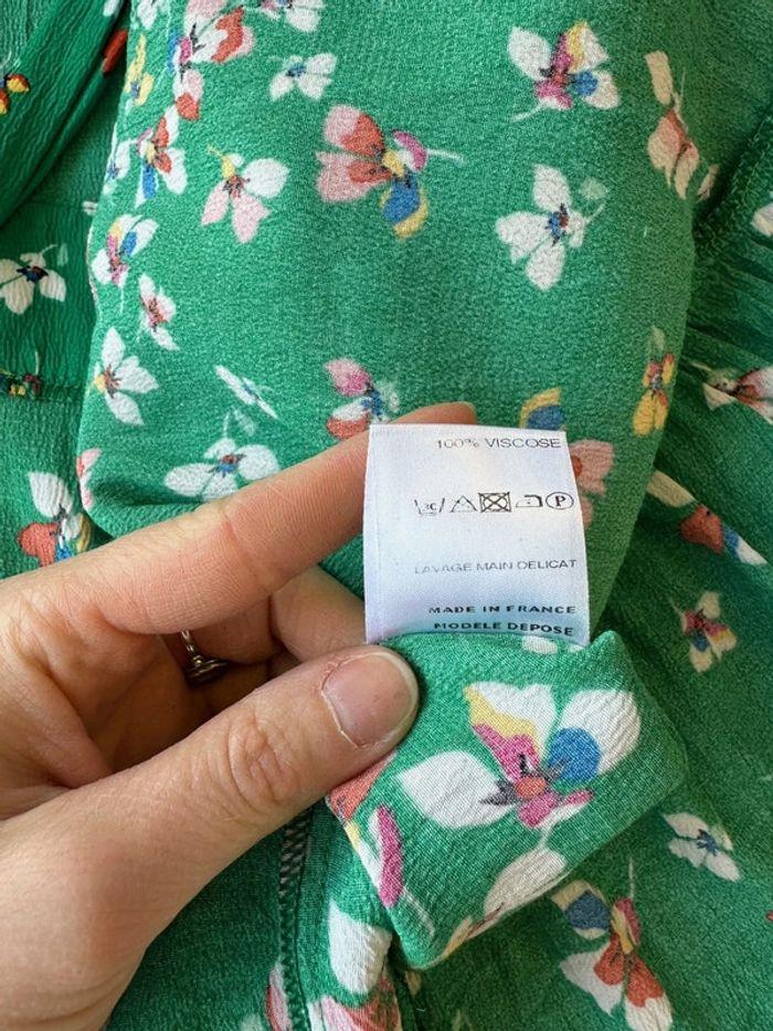 Robe La Petite Française, coupe portefeuille vert à motifs floraux  t40 - photo numéro 7