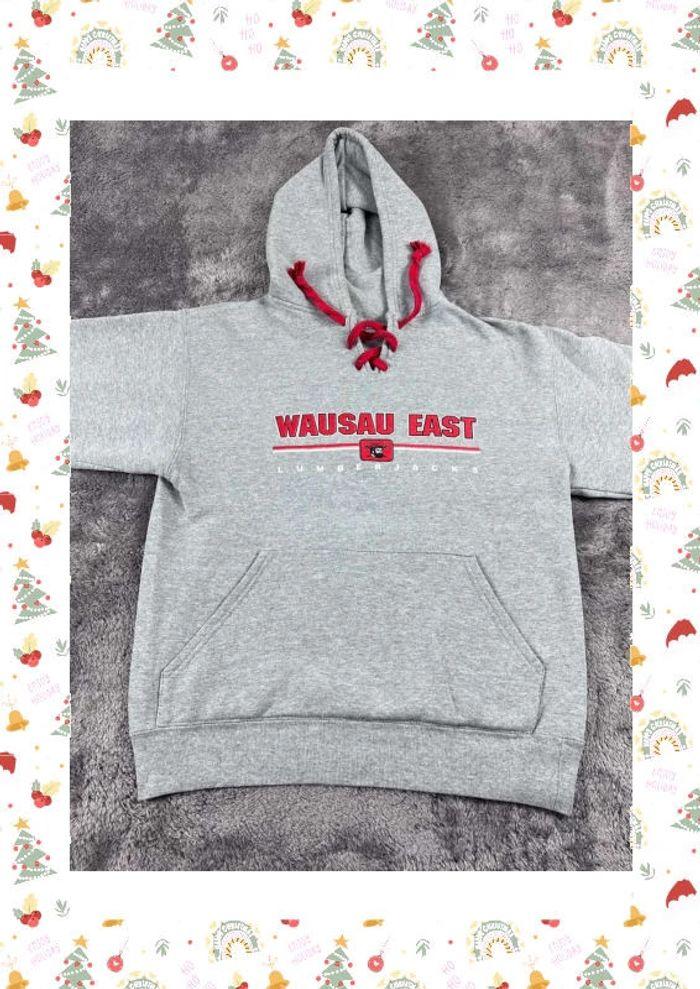 👕 Sweat à capuche Veste University Rare Vintage y2k 90s 2000s Wausau East USA Gris Taille S 👕 - photo numéro 6