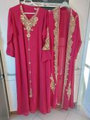 Caftan femme rouge et or  3 pièces