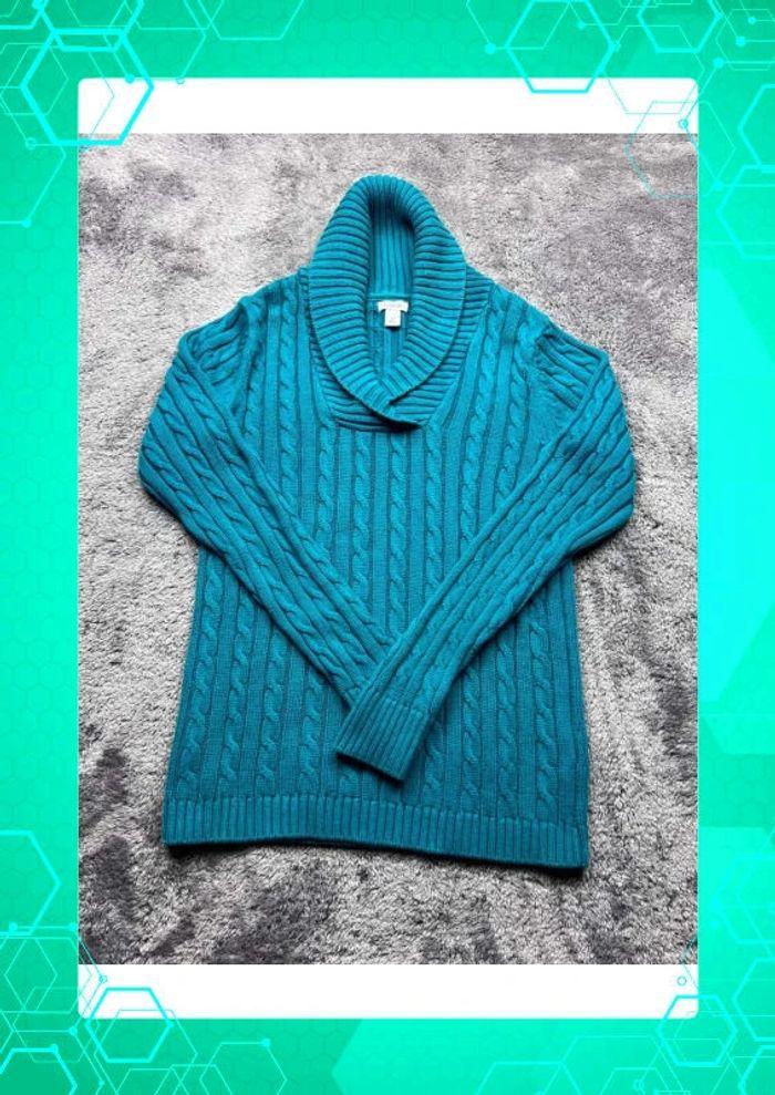 👕 Sweat torsadé L.L Bean Vintage Femme Turquoise Taille XS 👕 - photo numéro 1